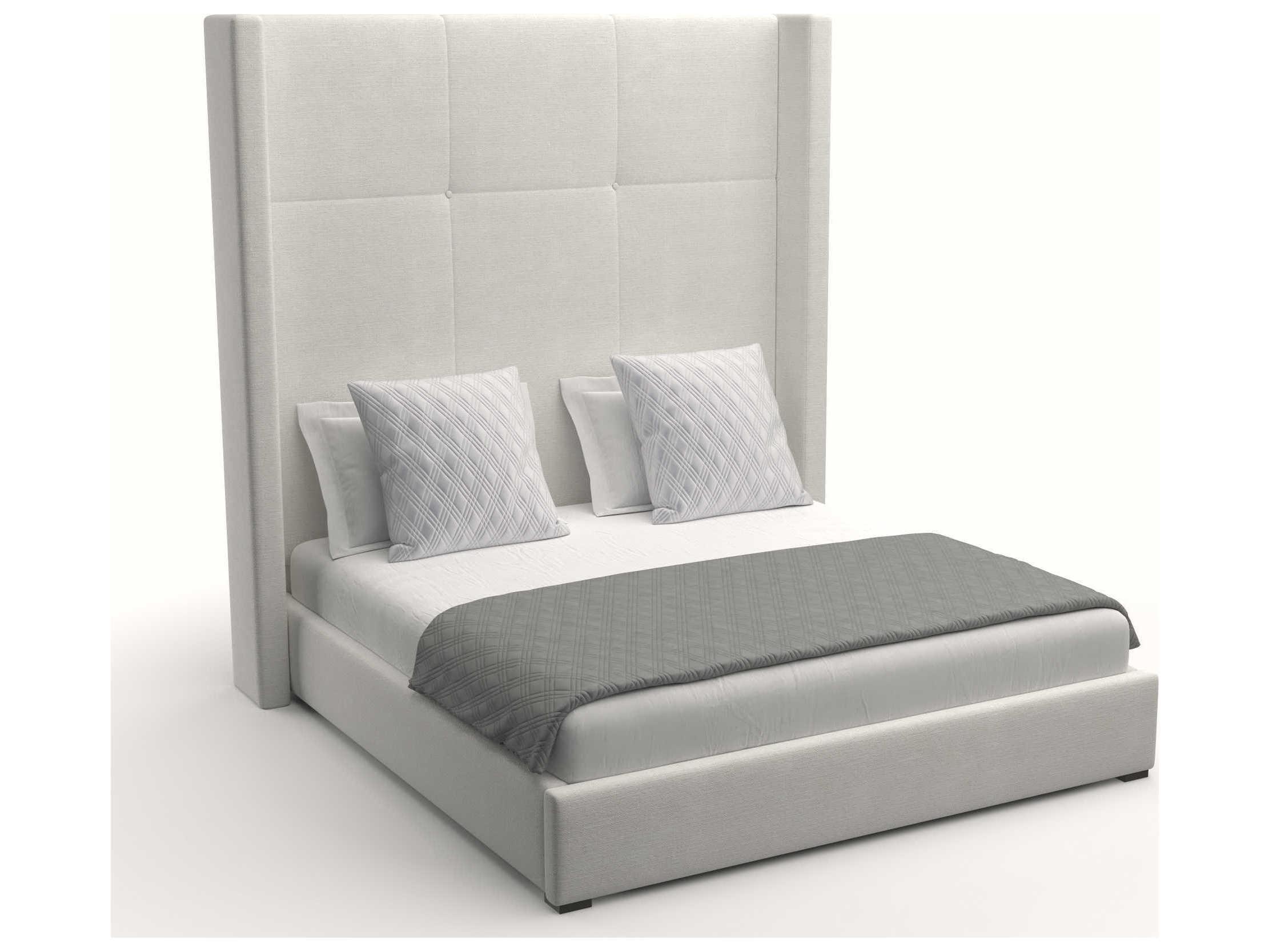 Nativa Interiors Aylet Simple Tufted High Brown Upholstered Panel Bed