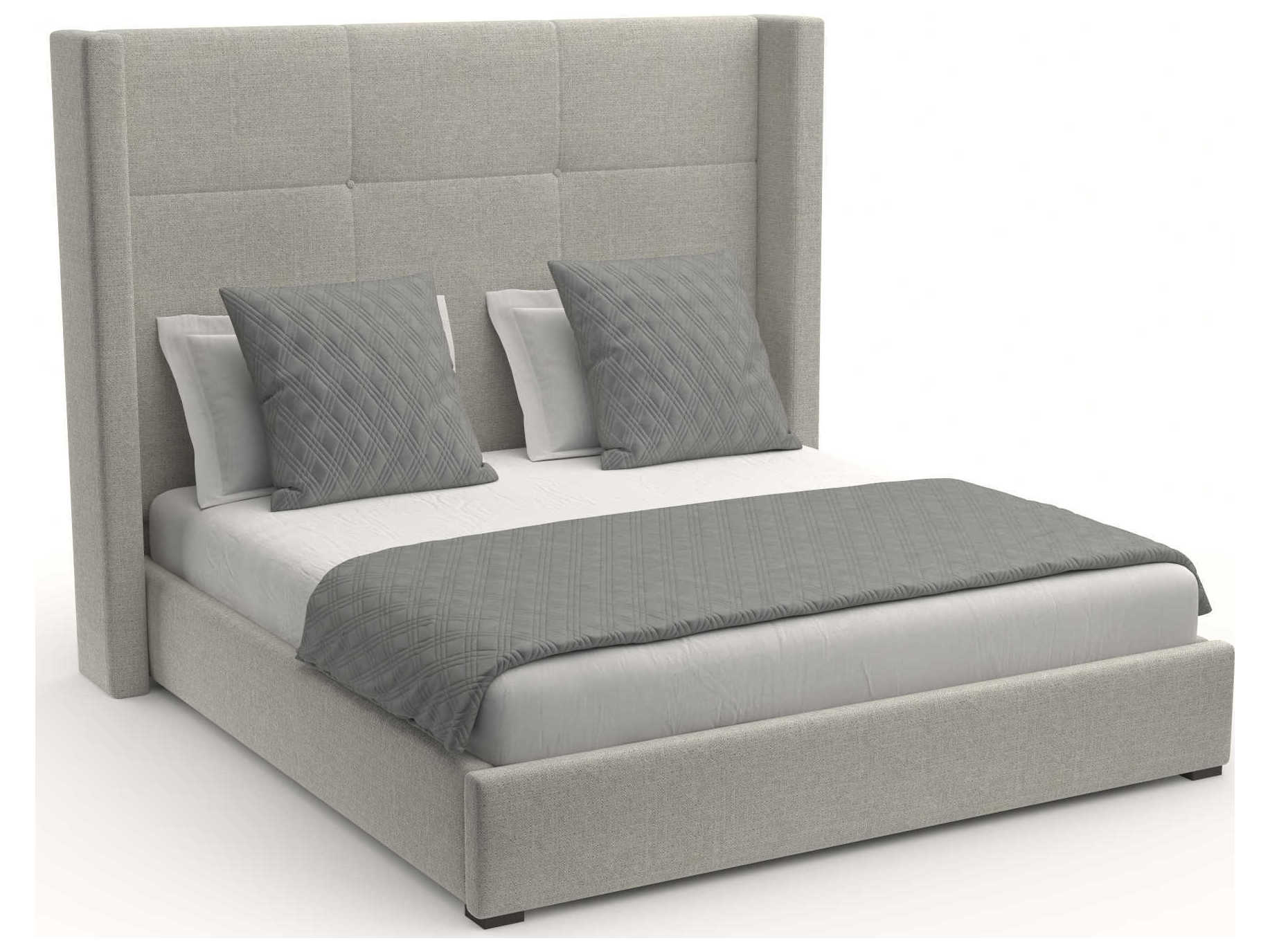 Nativa Interiors Aylet Simple Tufted High Brown Upholstered Panel Bed