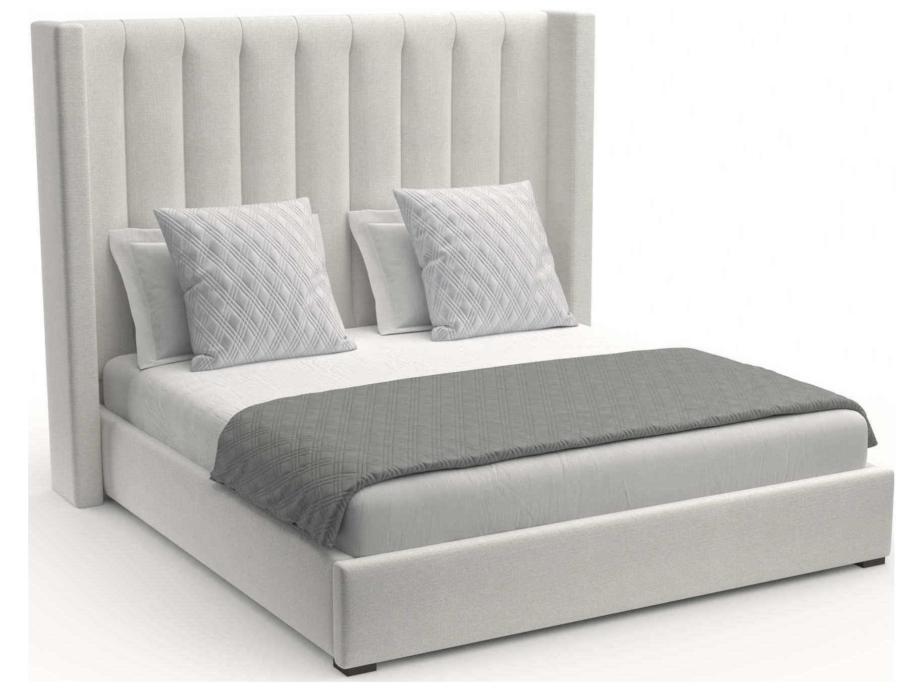 Nativa Interiors Aylet Vertical Channel Tufted High Brown Upholstered Panel Bed