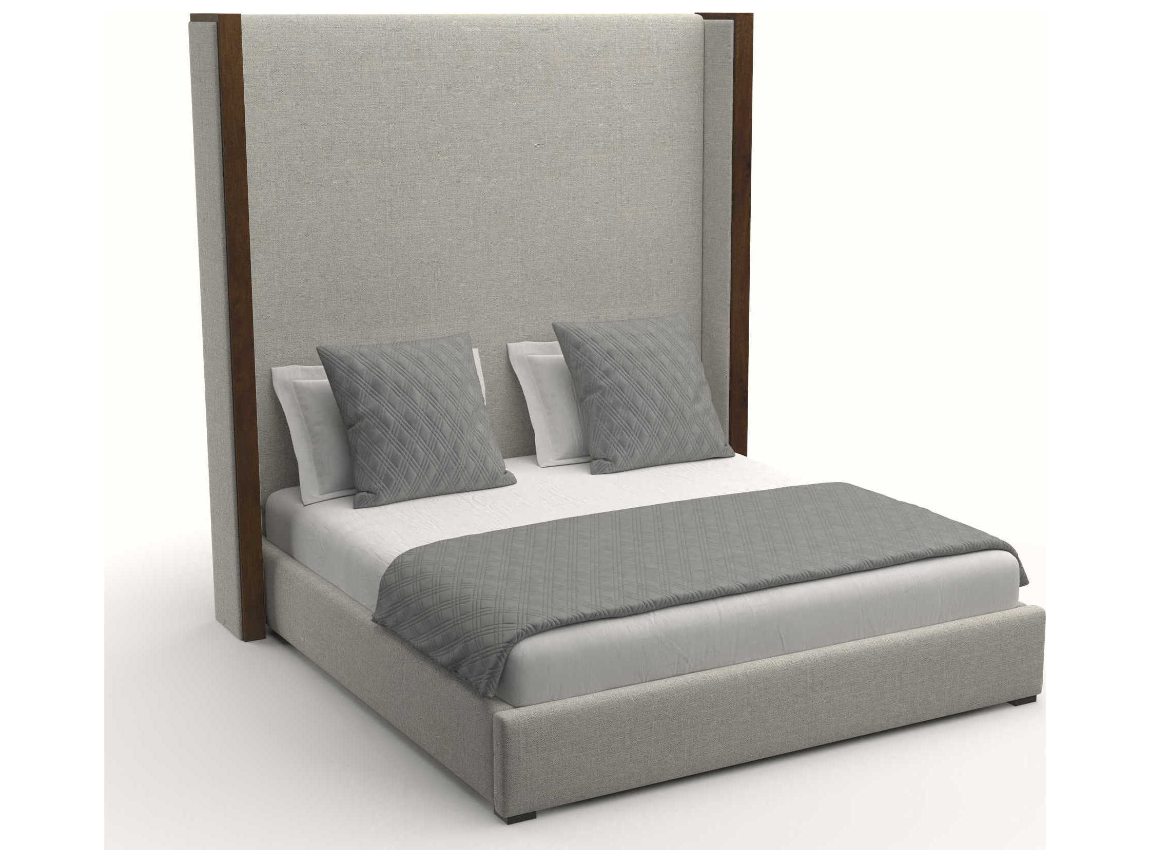 Nativa Interiors Irenne Plain High Brown Ply Wood Upholstered Panel Bed