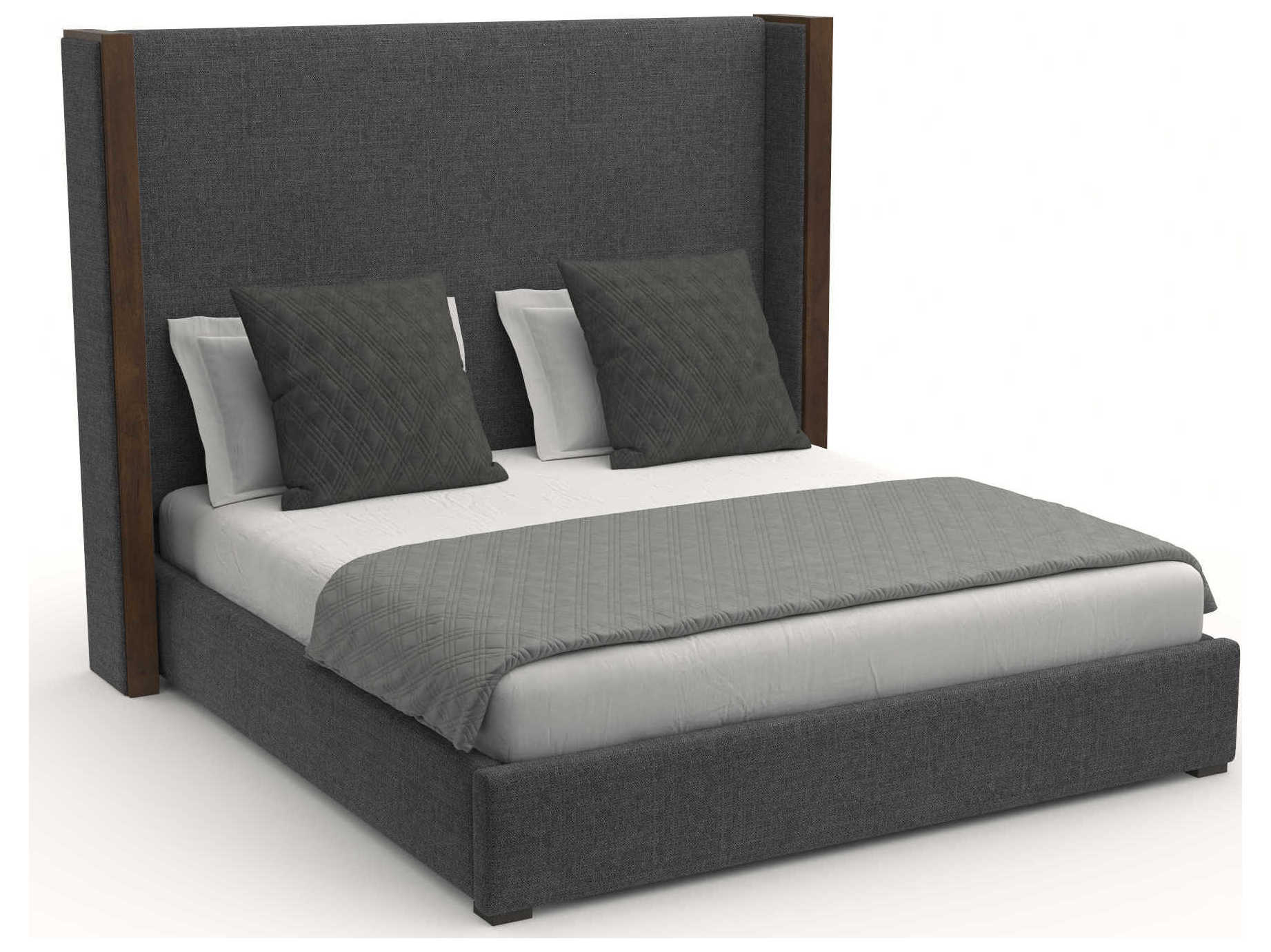 Nativa Interiors Irenne Plain High Brown Upholstered Panel Bed