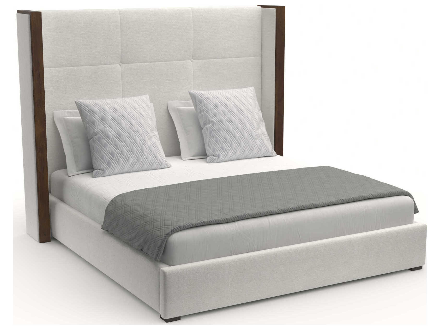 Nativa Interiors Irenne Simple Tufted High Brown Upholstered Panel Bed