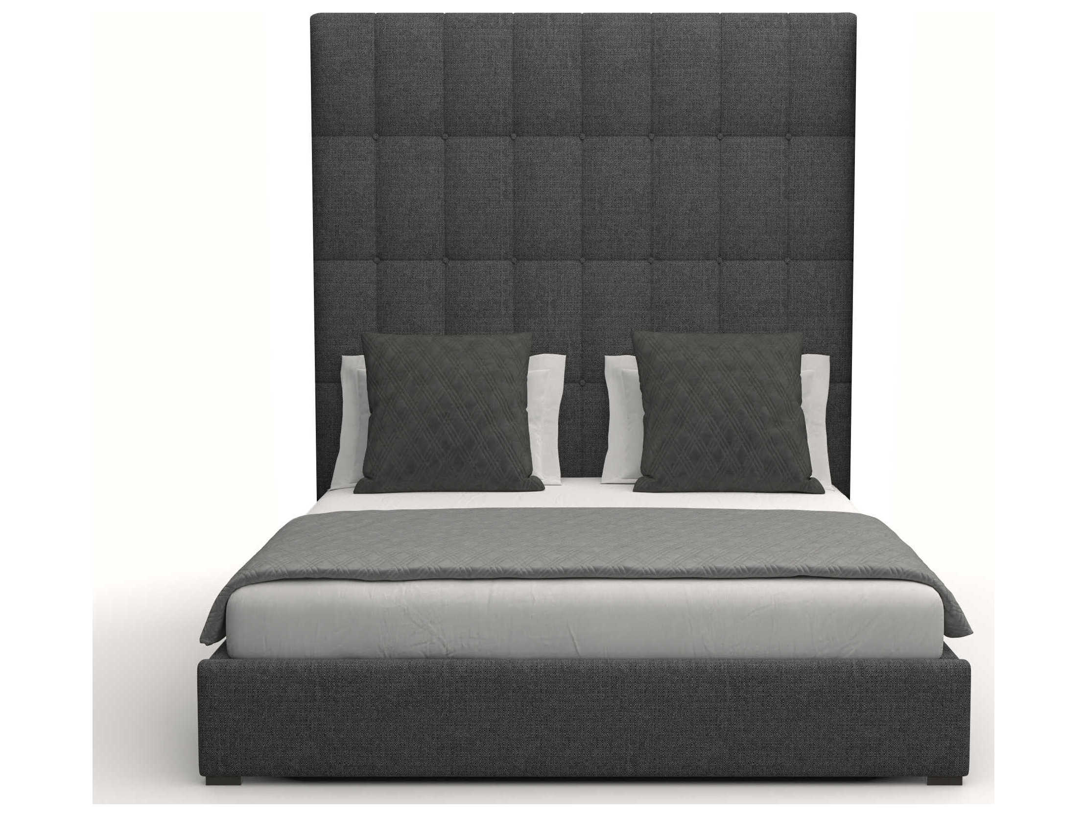 Nativa Interiors Moyra Box Tufted High Brown Ply Wood Upholstered Panel Bed