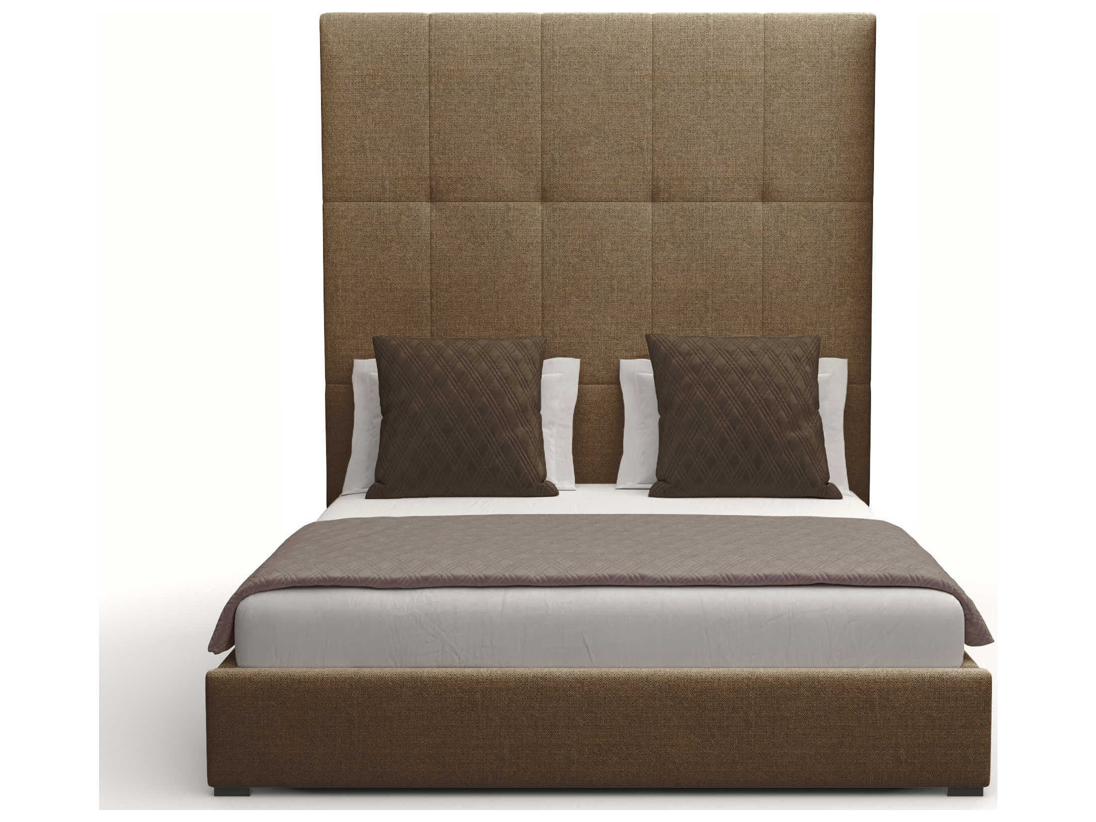 Nativa Interiors Moyra Button Tufted High Gray Upholstered Panel Bed