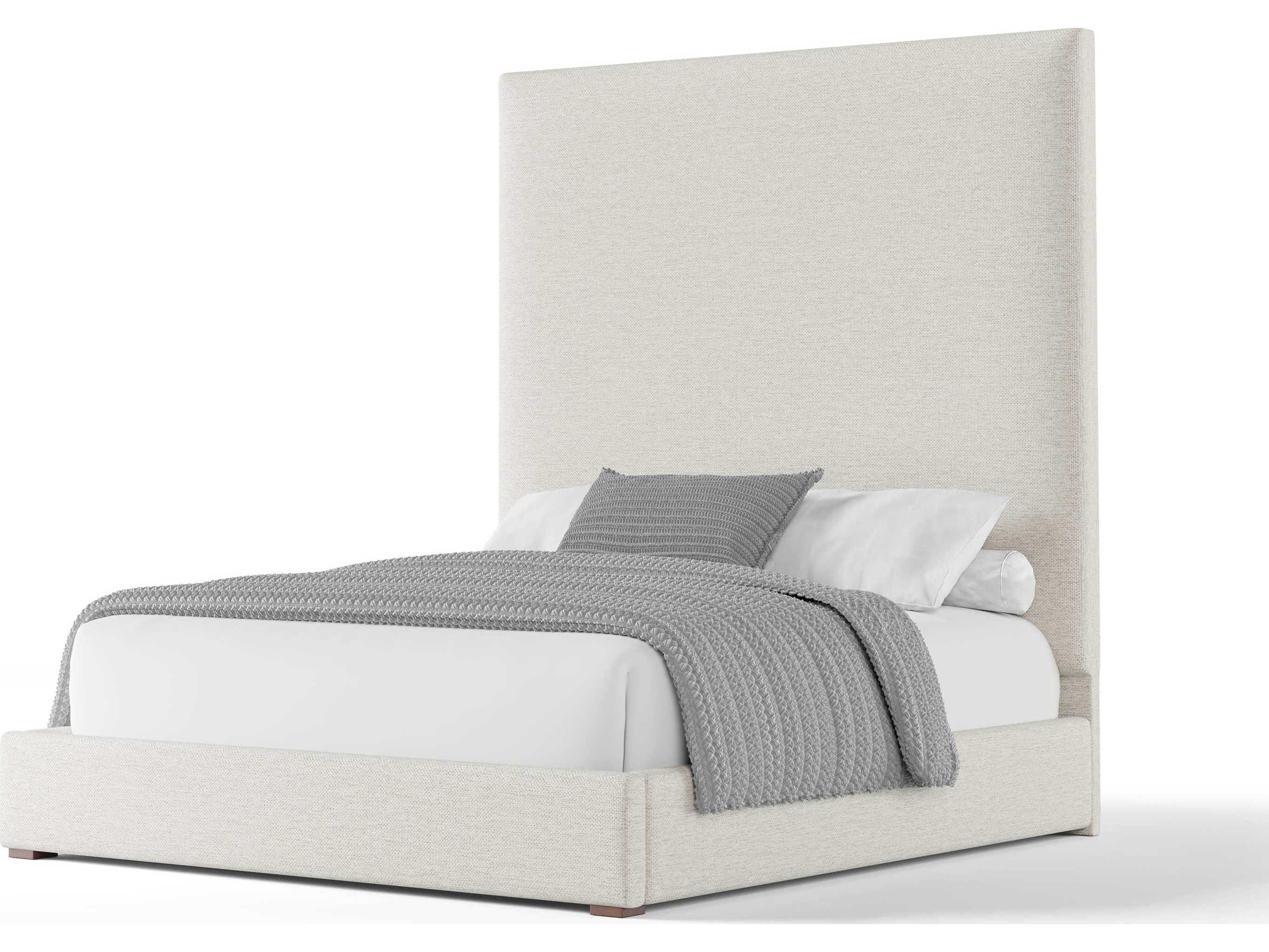 Nativa Interiors Moyra Plain High White Upholstered Panel Bed