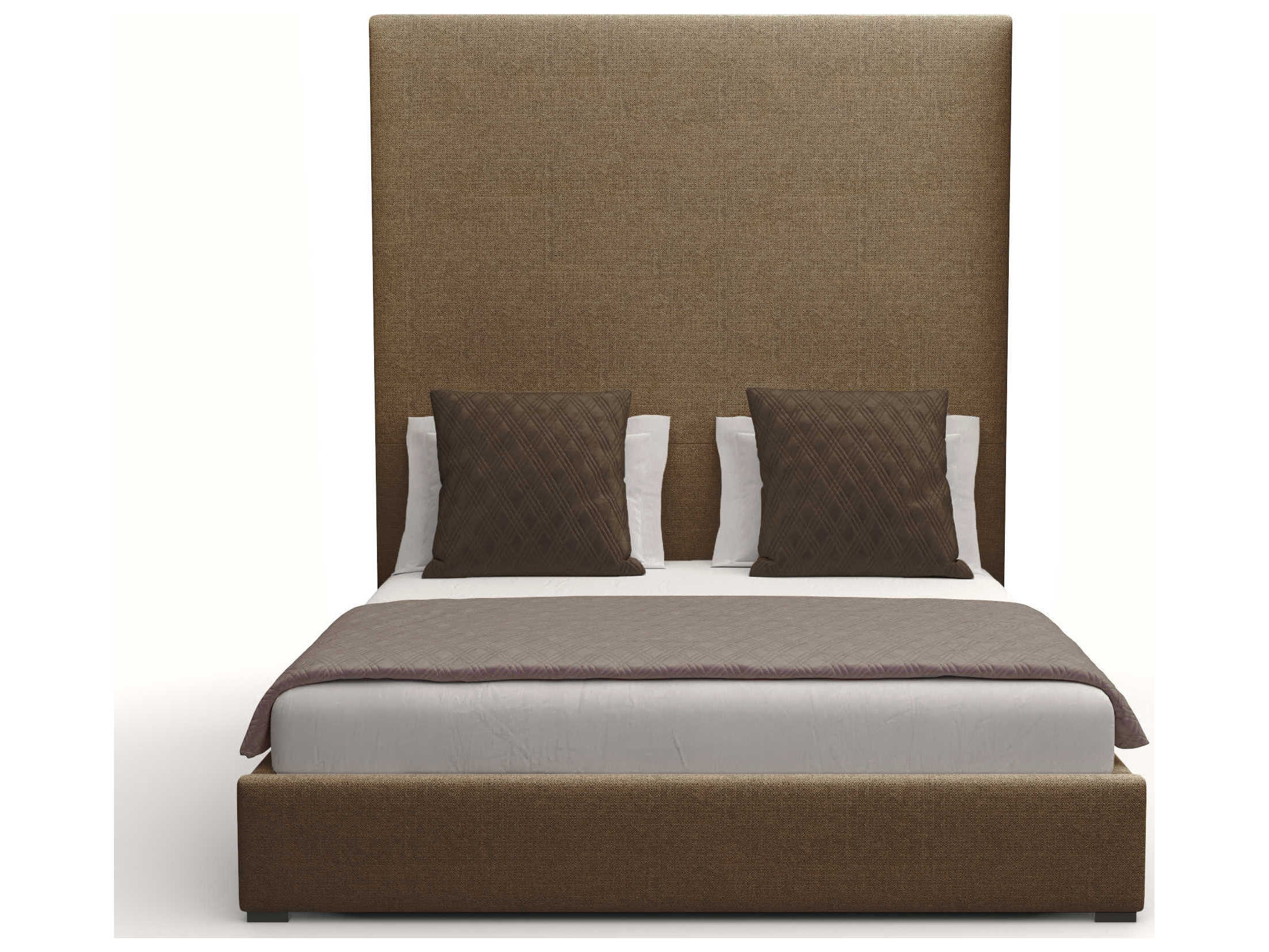 Nativa Interiors Moyra Plain High White Upholstered Panel Bed