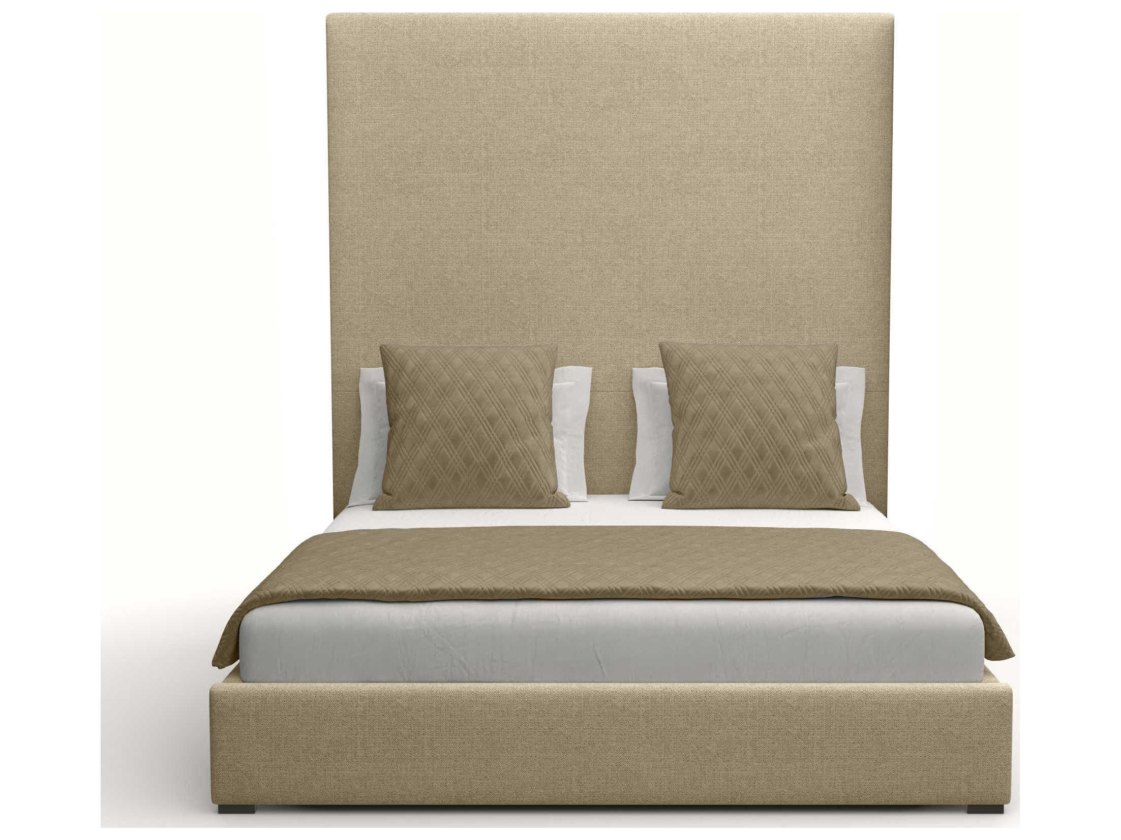 Nativa Interiors Moyra Plain High White Upholstered Panel Bed