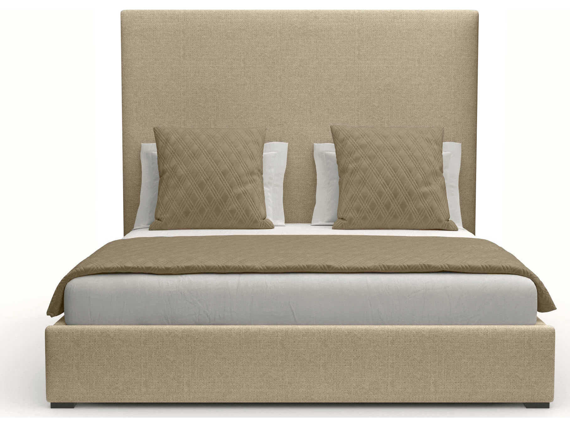 Nativa Interiors Moyra Plain High White Upholstered Panel Bed