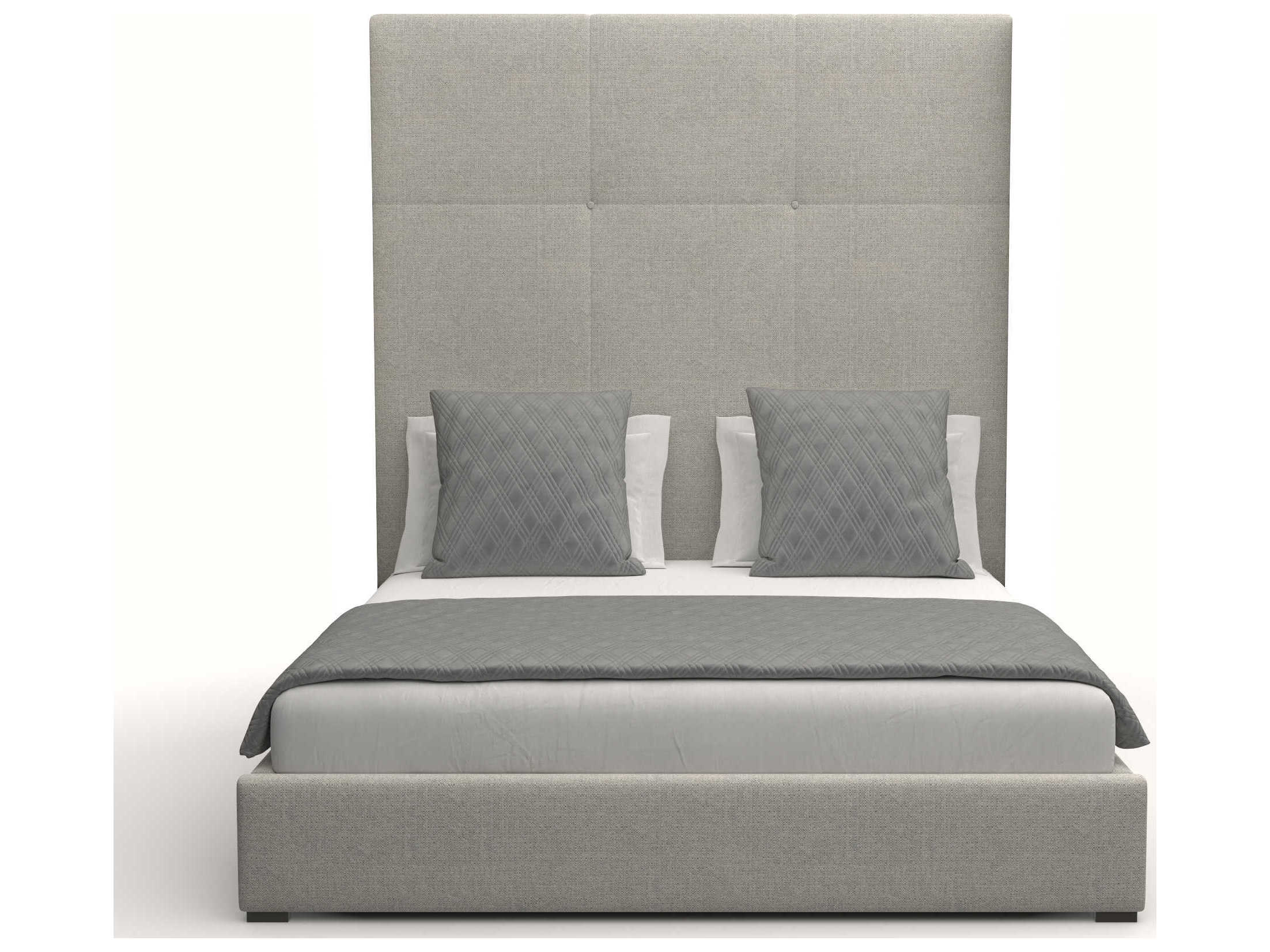 Nativa Interiors Moyra Simple Tufted High Gray Upholstered Panel Bed