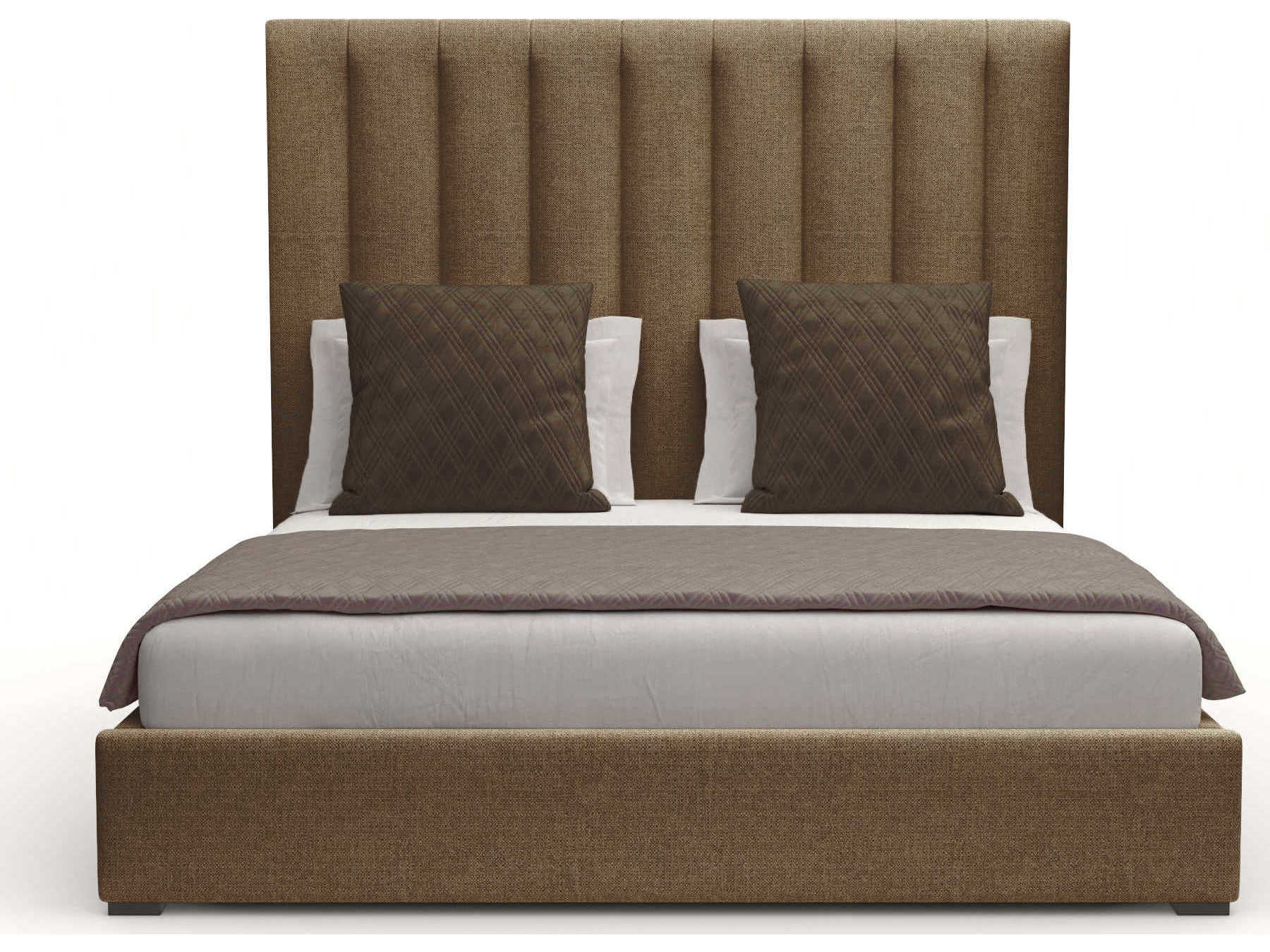 Nativa Interiors Moyra Vertical Channel Tufted High White Upholstered Panel Bed