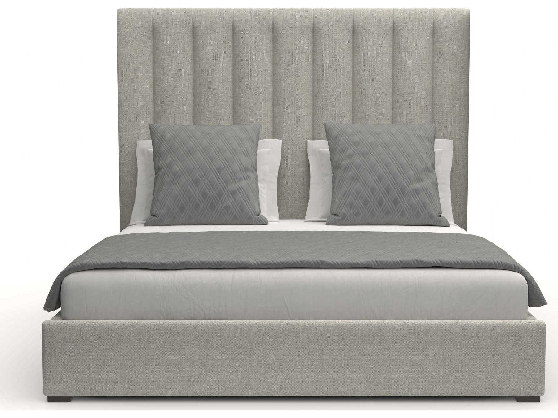 Nativa Interiors Moyra Vertical Channel Tufted High White Upholstered Panel Bed