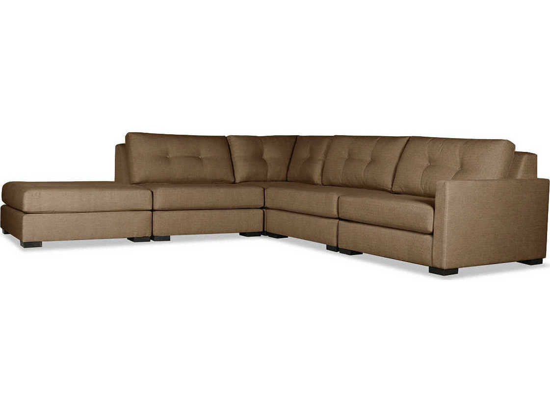 Nativa Interiors Chester Buttoned 5 - Pieces RAF Upholstered Sectional Sofa with Ottoman