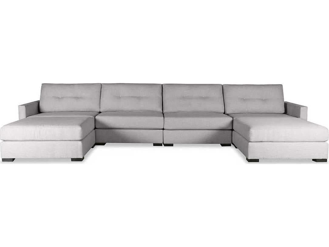 Nativa Interiors Chester Buttoned 6 - Pieces Upholstered Sectional Sofa with Double Ottoman