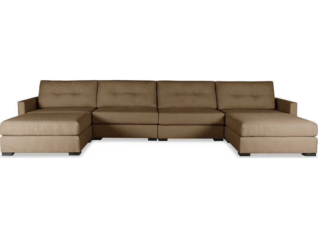 Nativa Interiors Chester Buttoned 6 - Pieces Upholstered Sectional Sofa with Double Ottoman