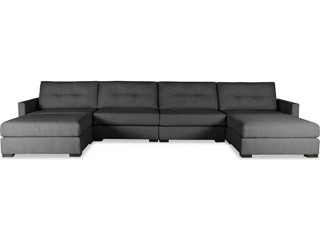 Nativa Interiors Chester Buttoned 6 - Pieces Upholstered Sectional Sofa with Double Ottoman