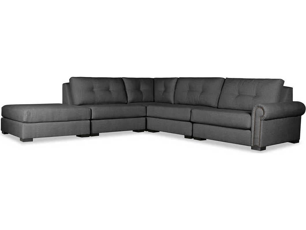 Nativa Interiors Sylviane Buttoned 5 - Pieces RAF Upholstered Sectional Sofa with Ottoman