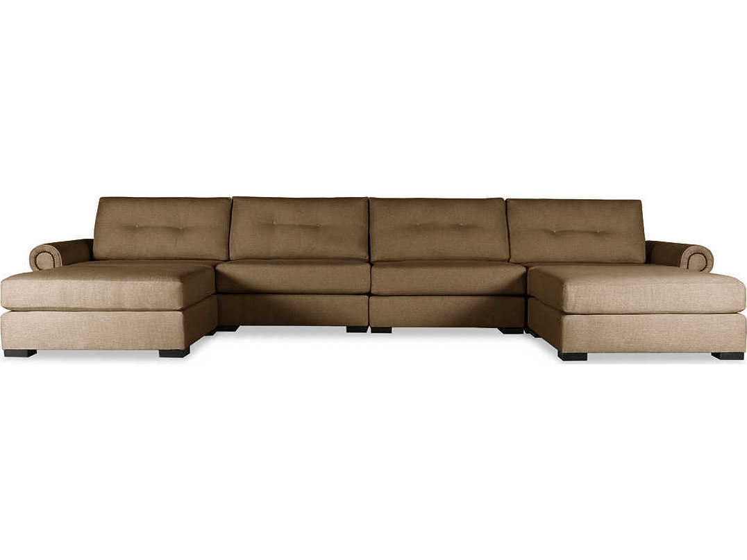 Nativa Interiors Sylviane Buttoned 6 - Pieces Upholstered Sectional Sofa with Double Ottoman