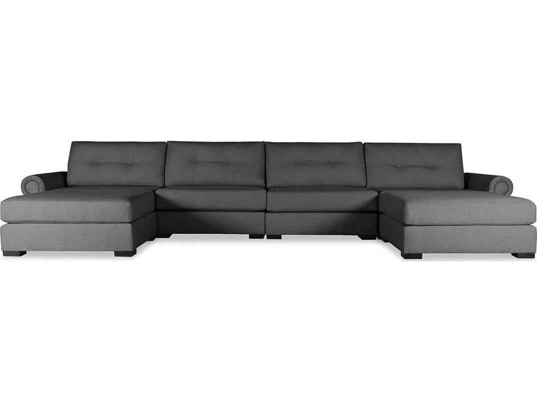 Nativa Interiors Sylviane Buttoned 6 - Pieces Upholstered Sectional Sofa with Double Ottoman