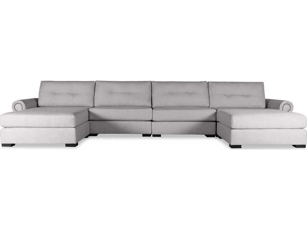 Nativa Interiors Sylviane Buttoned 6 - Pieces Upholstered Sectional Sofa with Double Ottoman