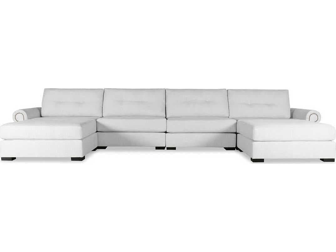 Nativa Interiors Sylviane Buttoned 6 - Pieces Upholstered Sectional Sofa with Double Ottoman