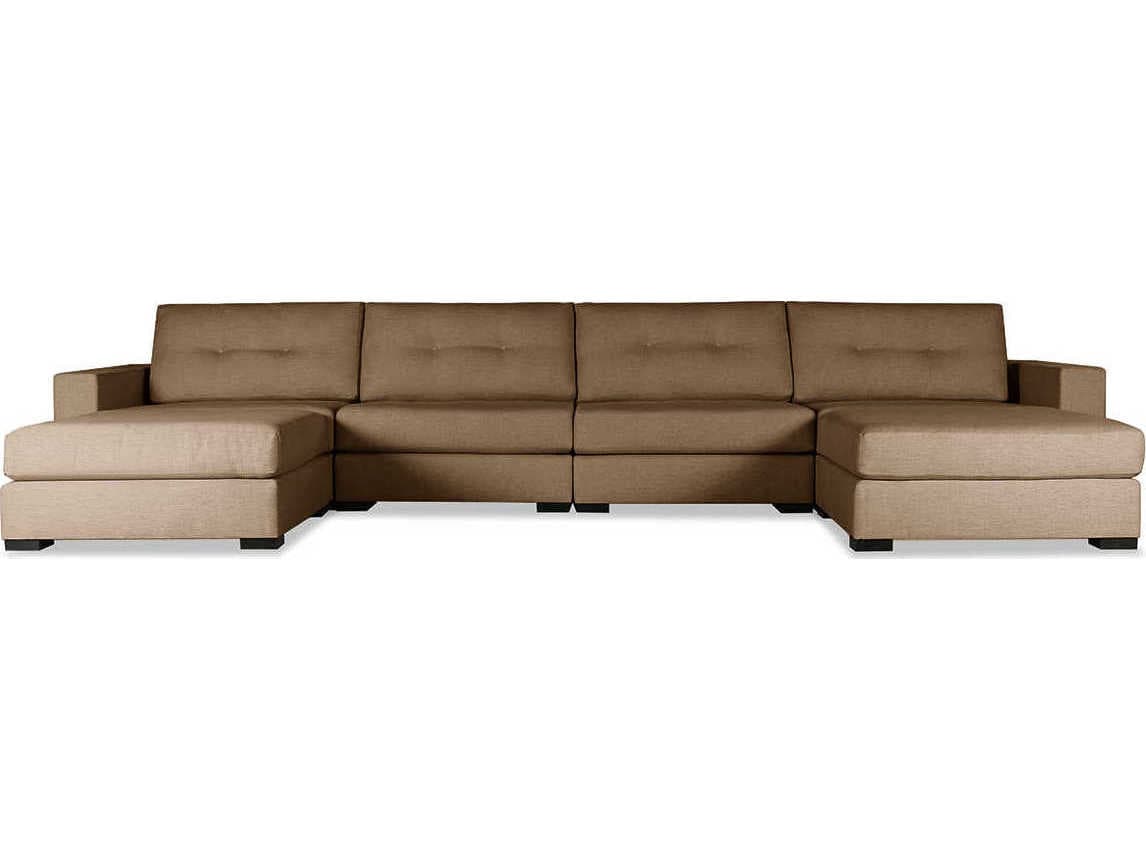 Nativa Interiors Veranda Buttoned 6 - Pieces Upholstered Sectional Sofa with Double Ottoman