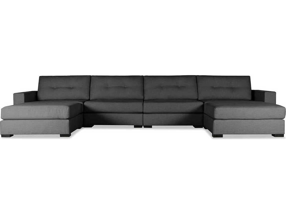 Nativa Interiors Veranda Buttoned 6 - Pieces Upholstered Sectional Sofa with Double Ottoman