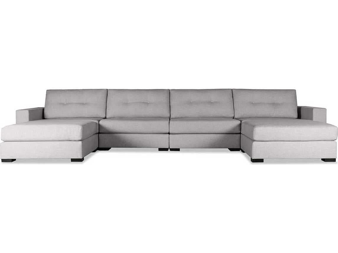 Nativa Interiors Veranda Buttoned 6 - Pieces Upholstered Sectional Sofa with Double Ottoman