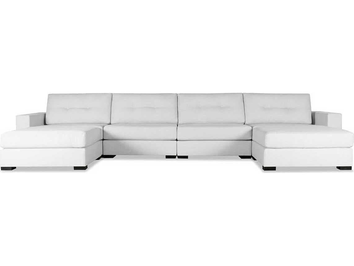 Nativa Interiors Veranda Buttoned 6 - Pieces Upholstered Sectional Sofa with Double Ottoman