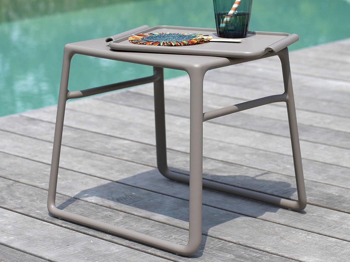 Nardi Pop Resin Tortora Rectangular Patio Side Table