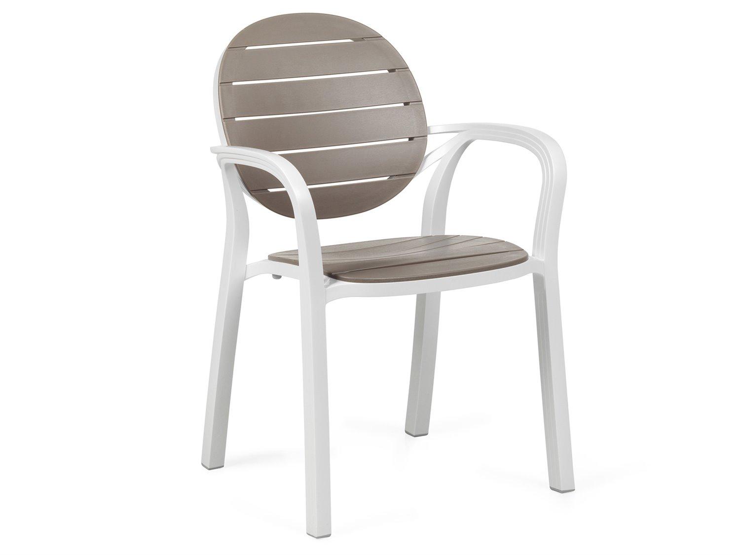 Nardi Palma Resin Bianco / Tortora Stackable Outdoor Dining Arm Chair