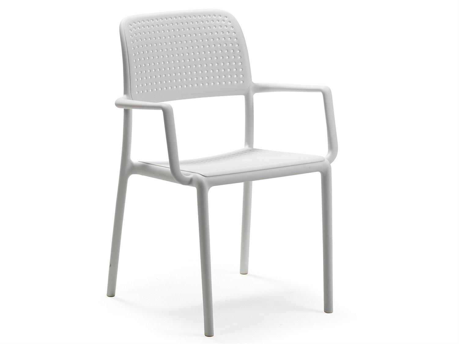 Nardi Bora Resin Bianco Stackable Outdoor Patio Dining Arm Chair