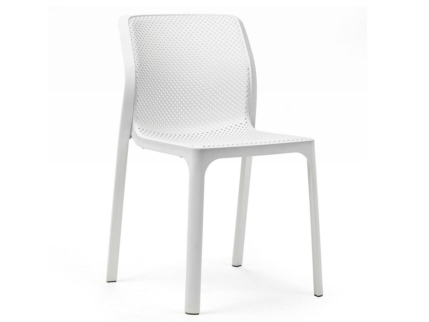 Nardi Bit Resin Bianco Stackable Outdoor Dining Side Chair