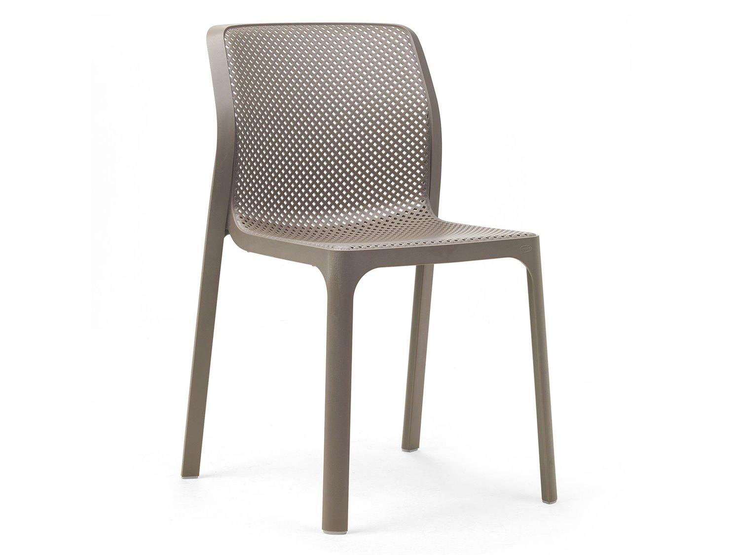 Nardi Bit Resin Tortora Stackable Outdoor Dining Side Chair