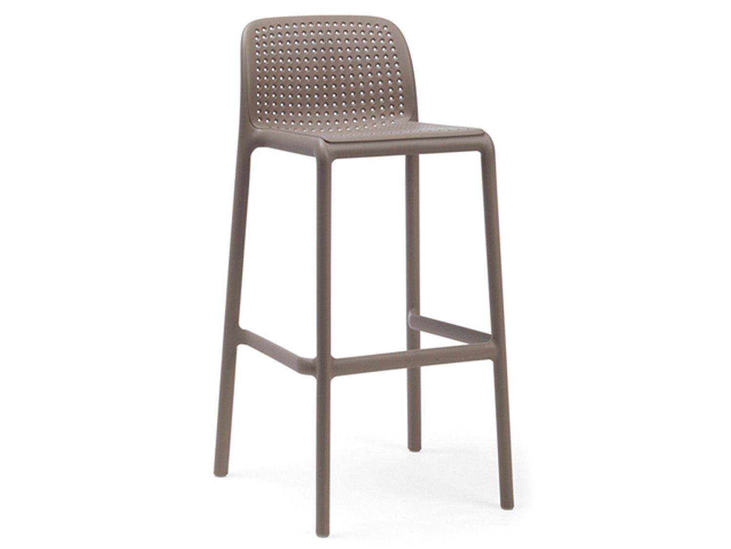 Nardi Lido Resin Tortora Stackable Outdoor Patio Bar Stool