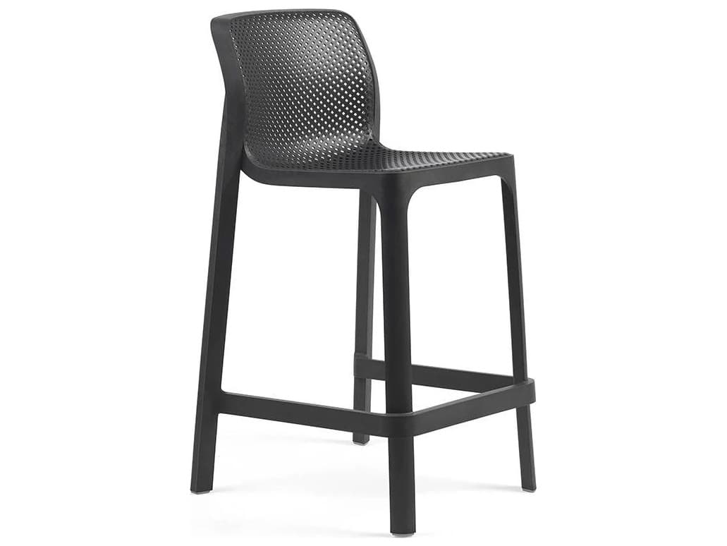 Nardi NET Resin Antracite Stackable Outdoor Patio Bar Stool Mini