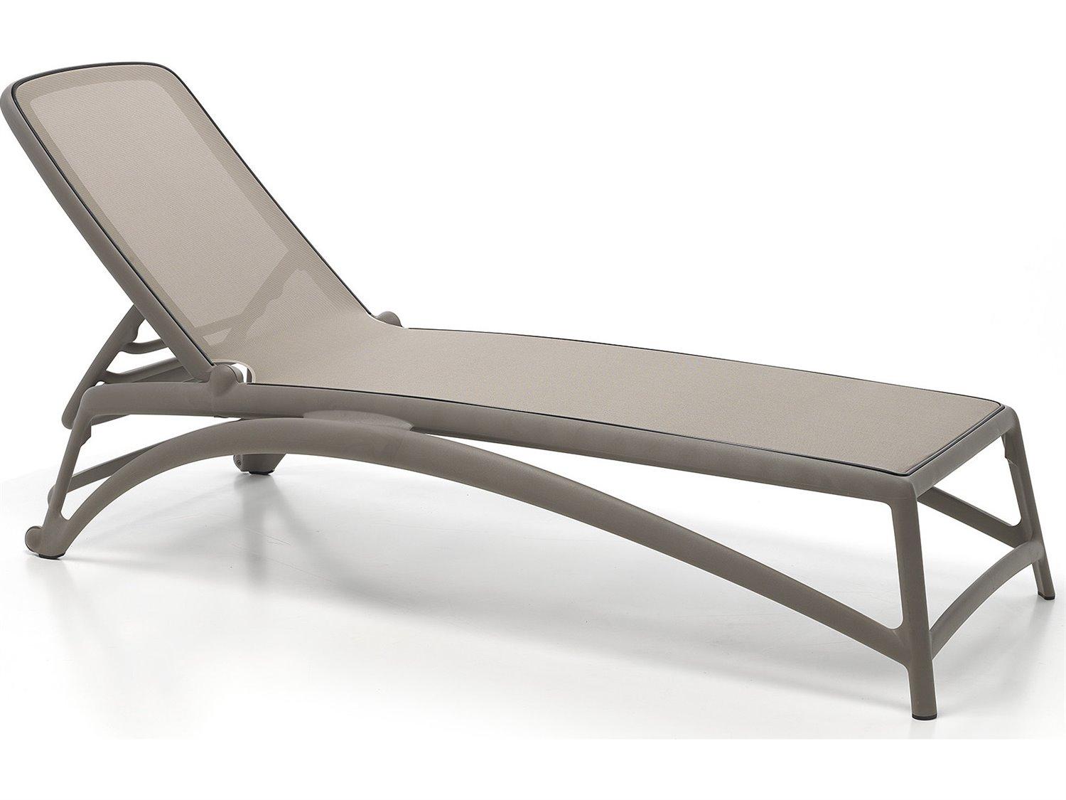 Nardi Atlantico Sling Resin Tortora Stackable Outdoor Patio Chaise Lounge