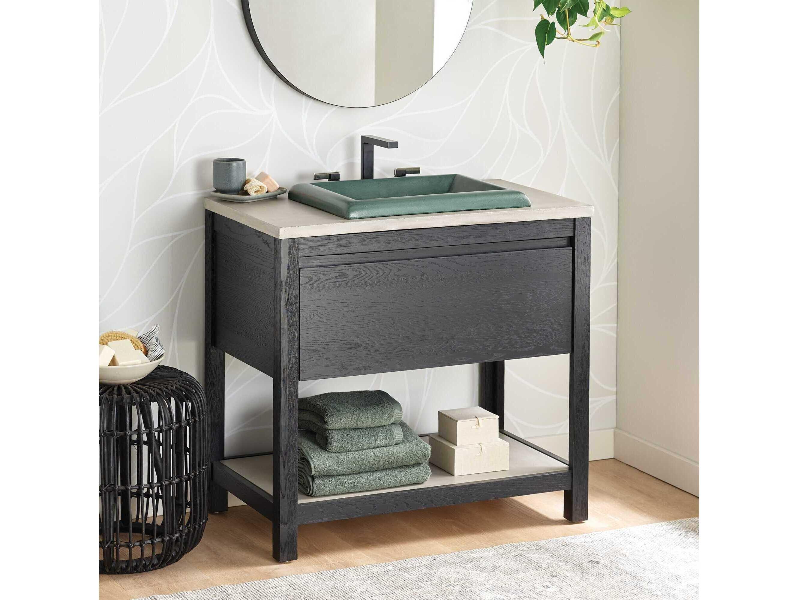Native Trails Solace Midnight 36" Vanity Base with Ash Shelf