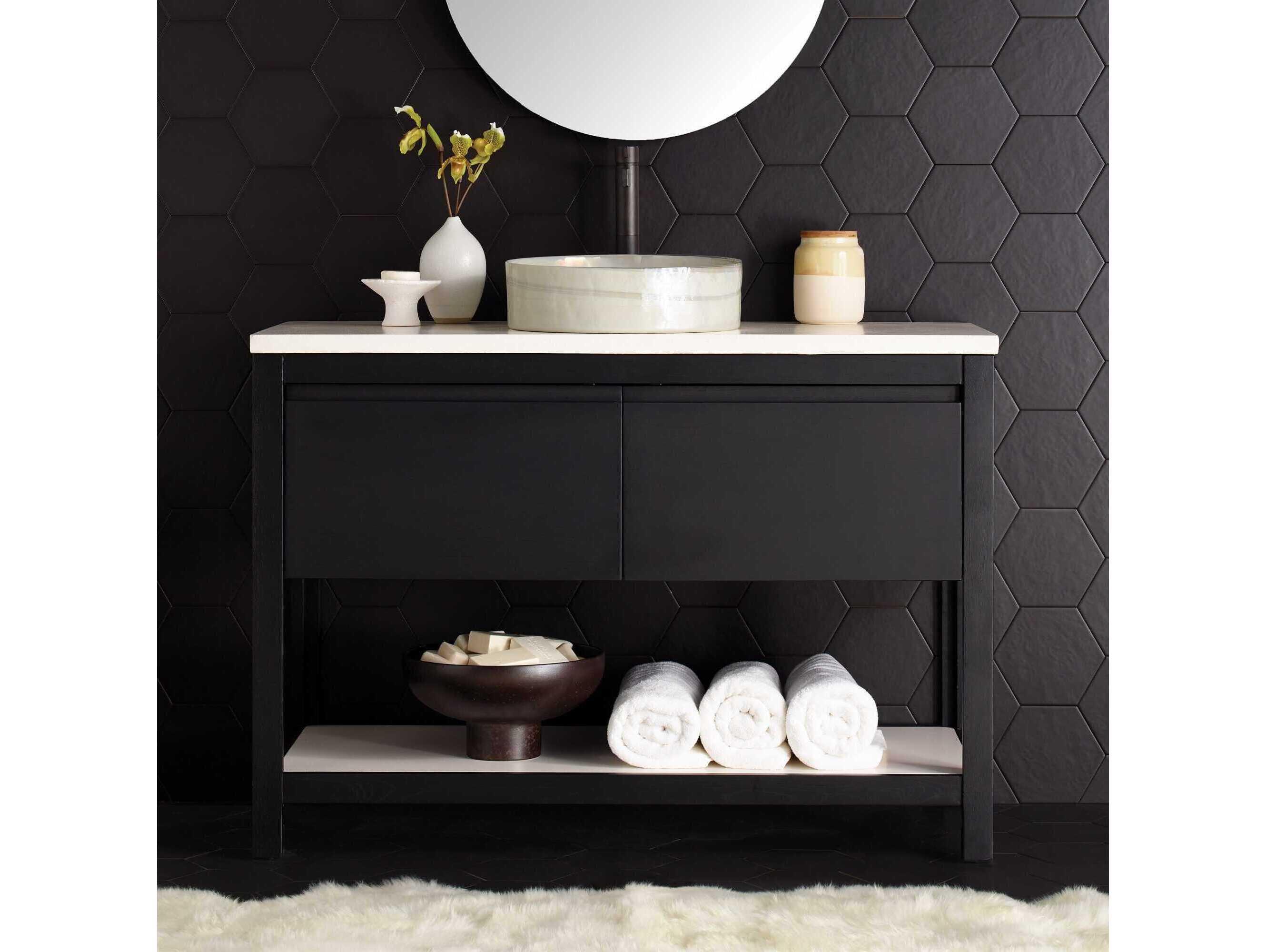 Native Trails Solace Midnight 48" Vanity Base with Pearl Shelf