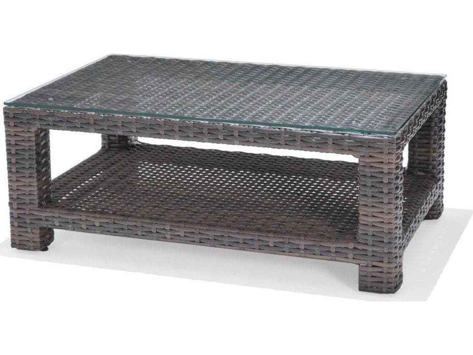 Forever Patio Brookside Wicker Rye Rectangular Glass Top Coffee Table