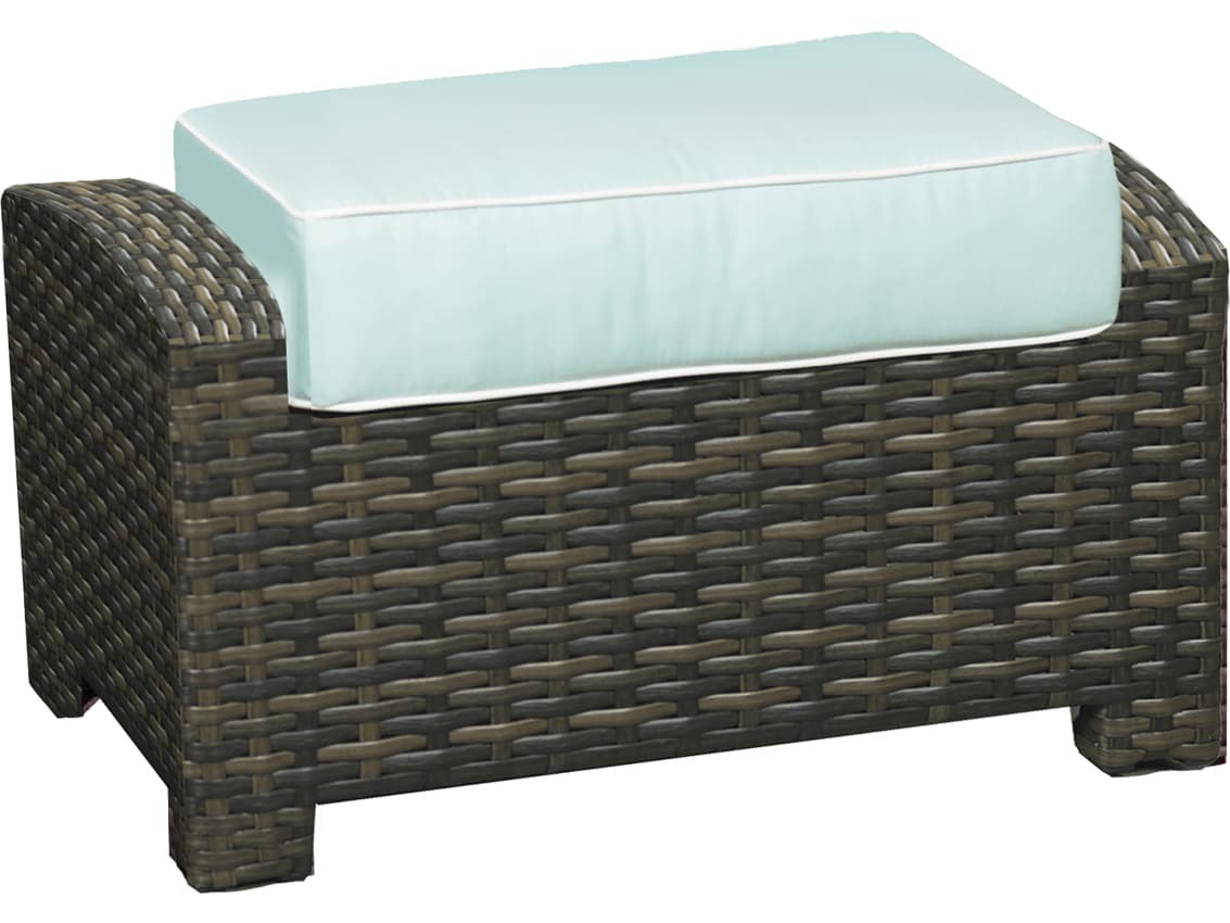 Forever Patio Brookside Wicker Rye Rectangular Ottoman with Arms