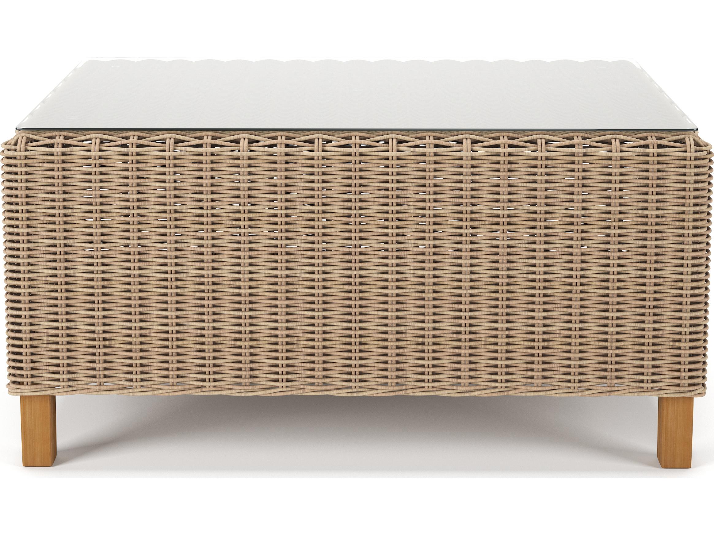 Forever Patio Carlisle Wicker Alabaster Rectangular Glass Top Coffee Table