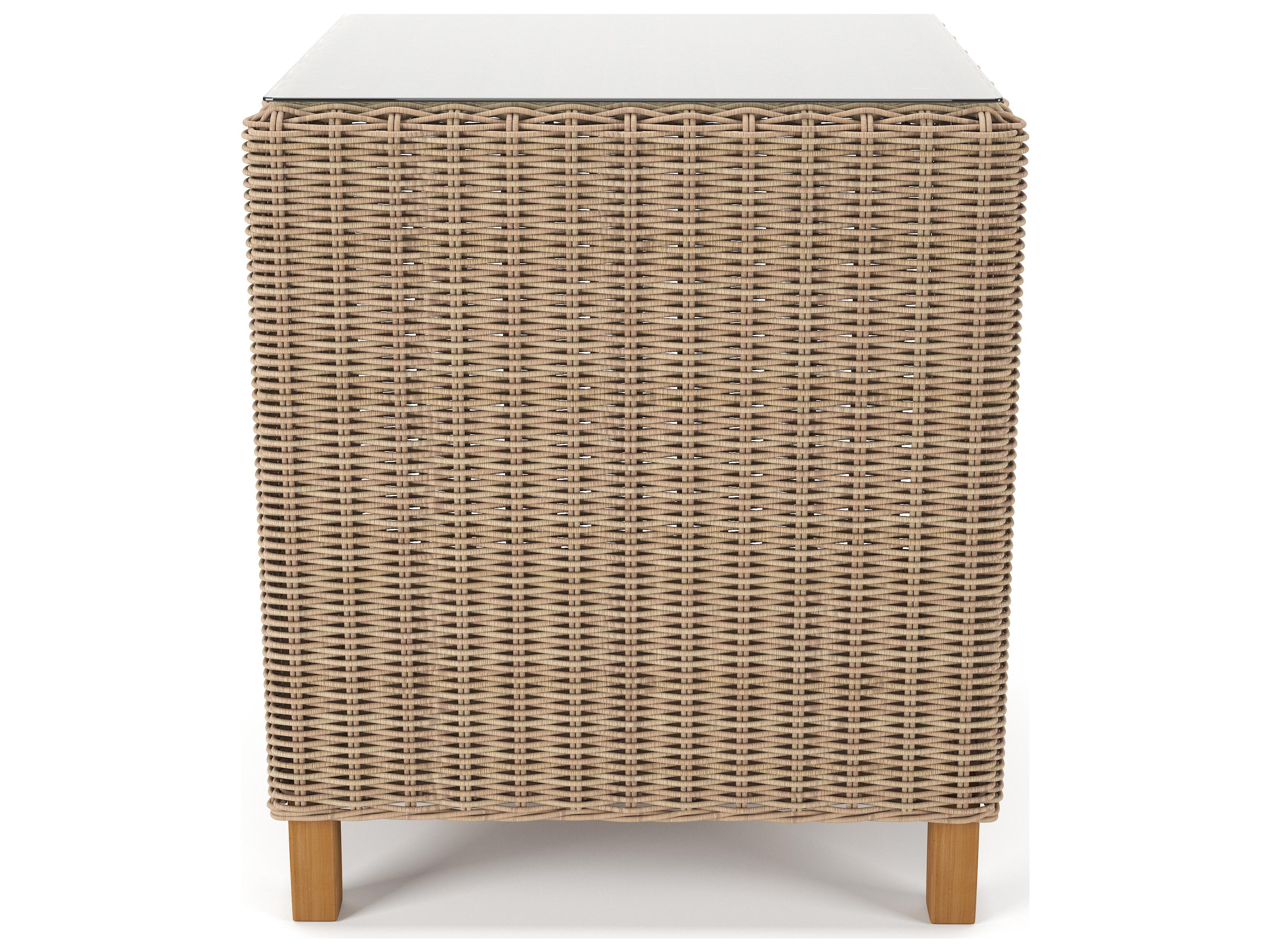 Forever Patio Carlisle Wicker Alabaster Square Glass Top End Table