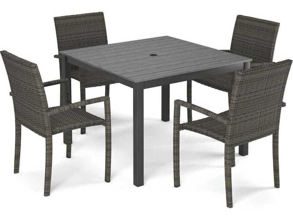 Forever Patio Ravello Wicker Dark Aluminum/Duraboard 5 Piece Dining Set