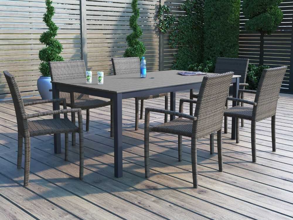 Forever Patio Ravello Wicker Dark Aluminum/Duraboard 7 Piece Dining Set