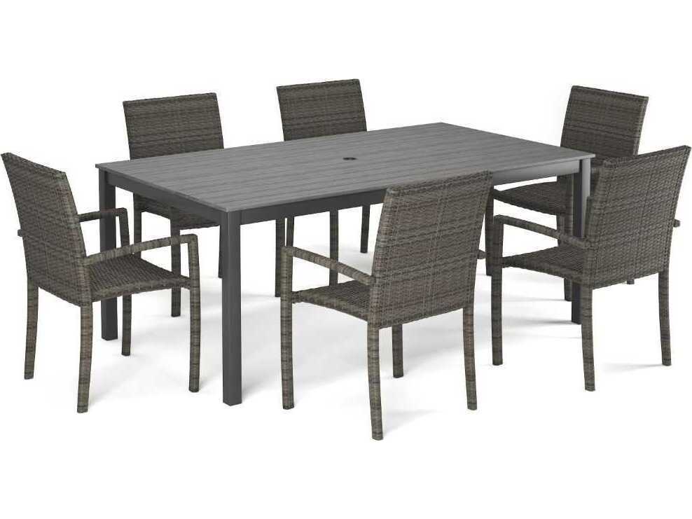 Forever Patio Ravello Wicker Dark Aluminum/Duraboard 7 Piece Dining Set