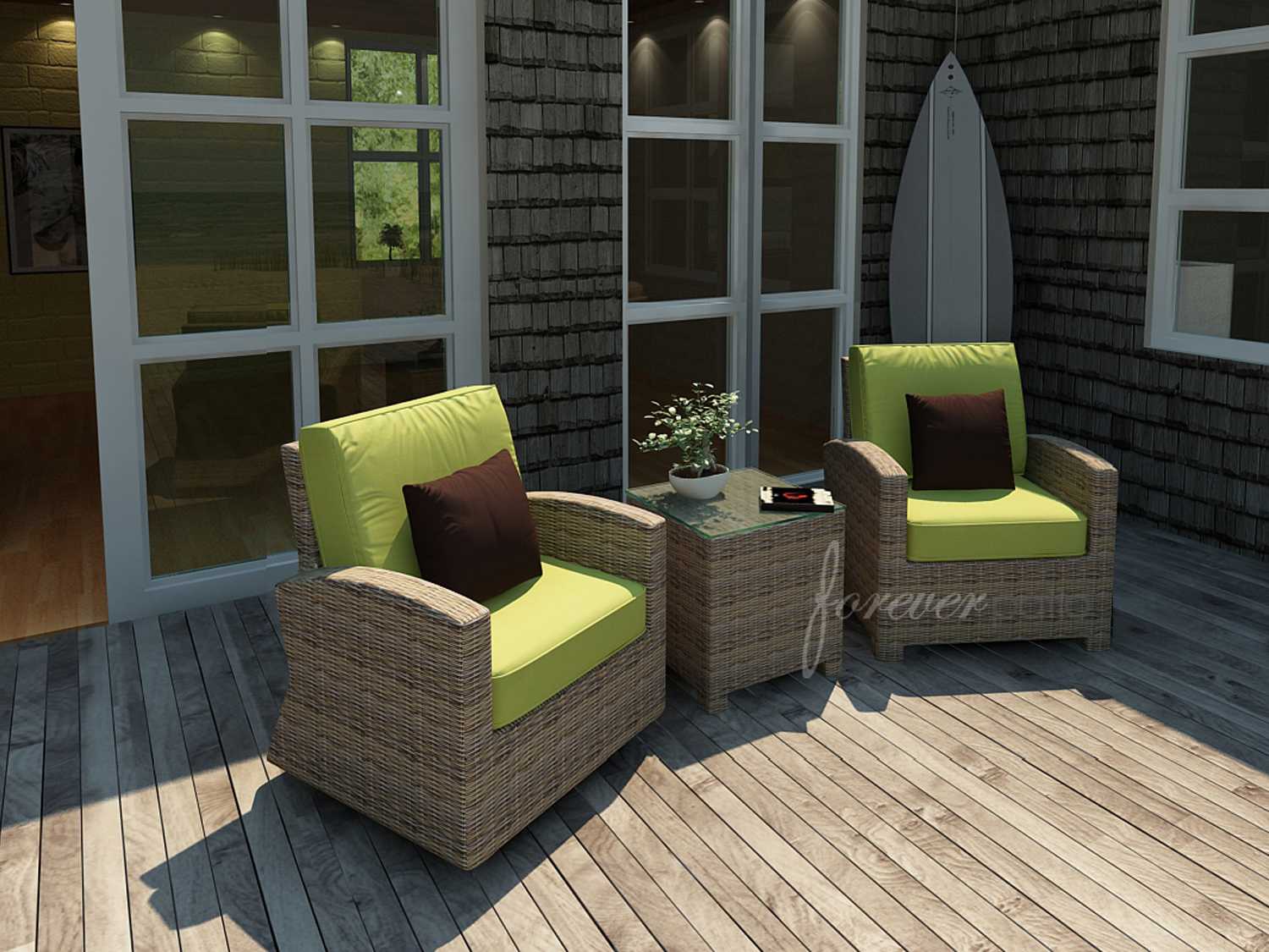 Forever Patio Cypress Wicker Heather Thick 3 Piece Lounge Set