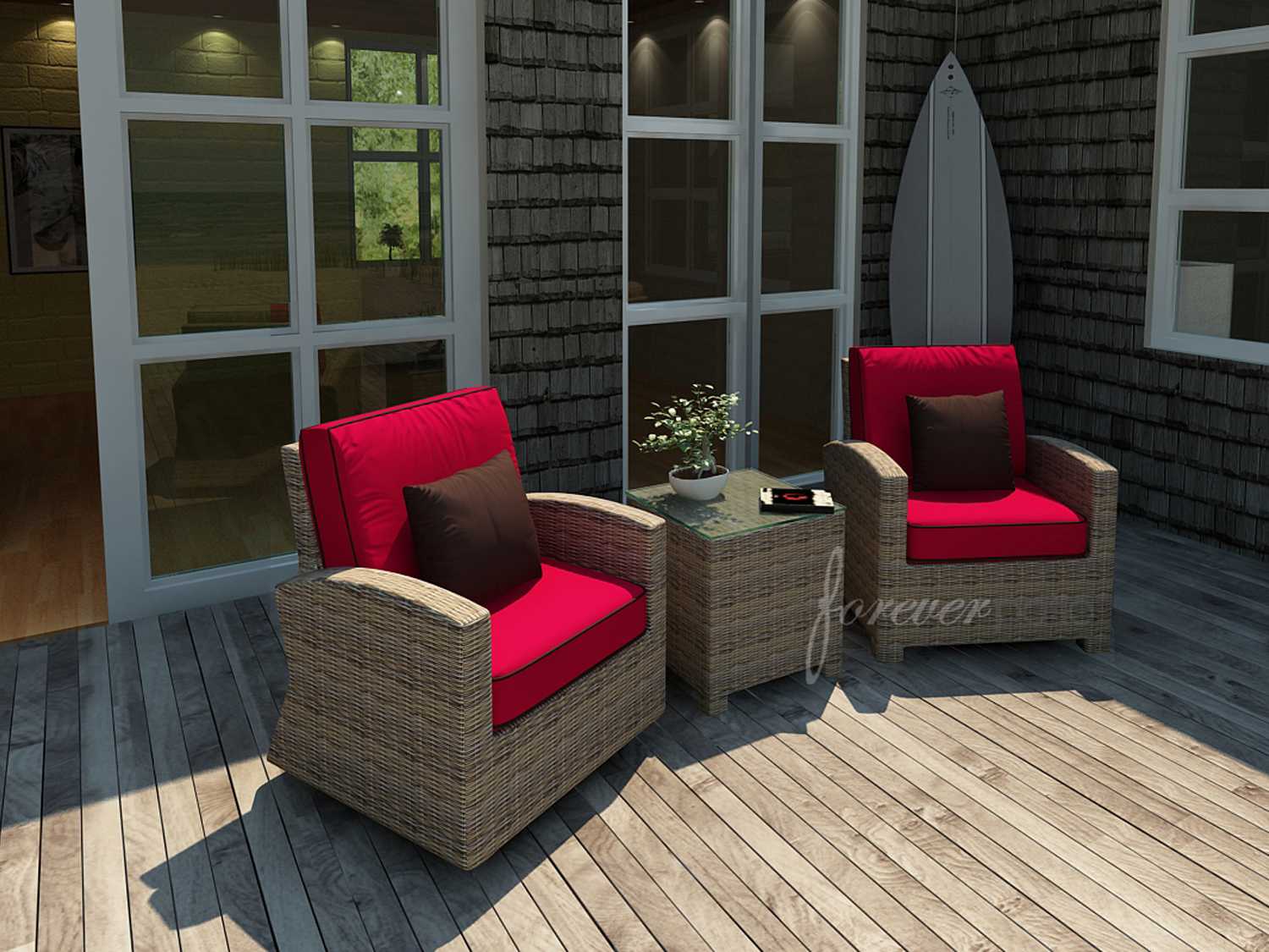 Forever Patio Cypress Wicker Heather Thick 3 Piece Lounge Set