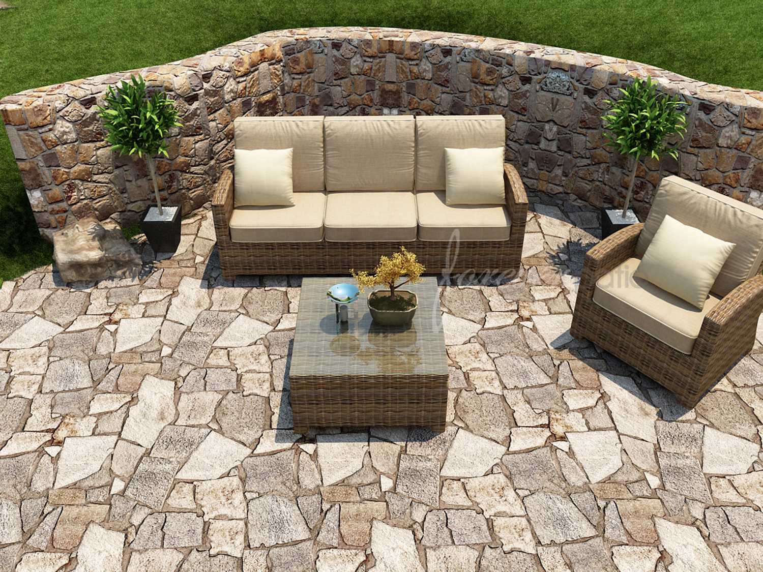Forever Patio Cypress Wicker Heather Thick 3 Piece Lounge Set