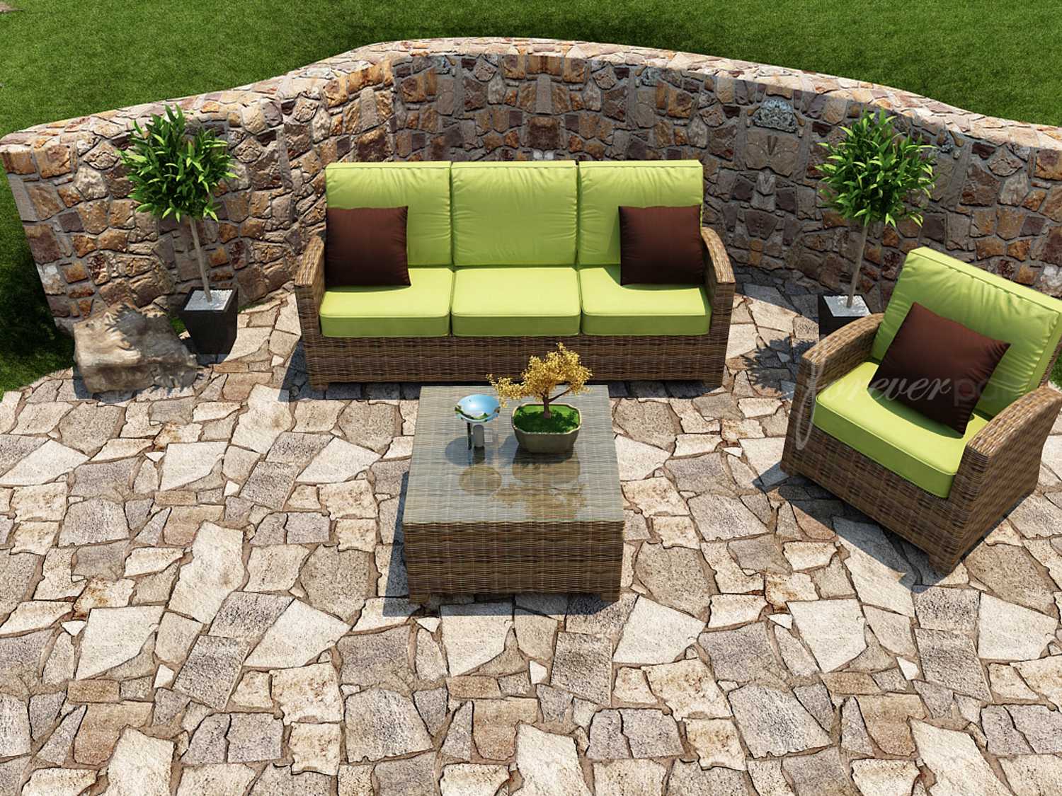 Forever Patio Cypress Wicker Heather Thick 3 Piece Lounge Set