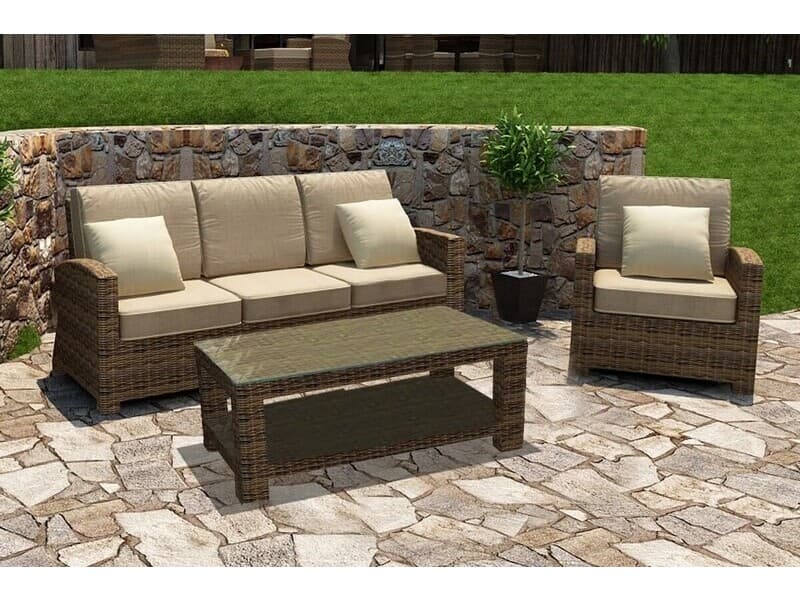 Forever Patio Cypress Wicker Heather Thick 3 Piece Lounge Set